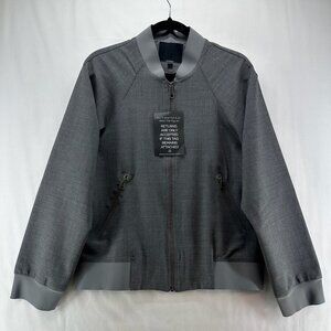 Epoque Jacket Womens Size M Wool Blend Bomber Boxy Full Zip Long Sleeve Gray
